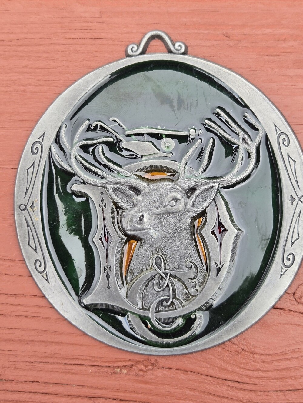 vintage John Deere collector Christmas ornament trademark deer head logo